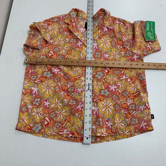 Vans Shirt Womens XS Extra Small Multi Resort Floral Front Button Retro Collar - Picture 11 of 13